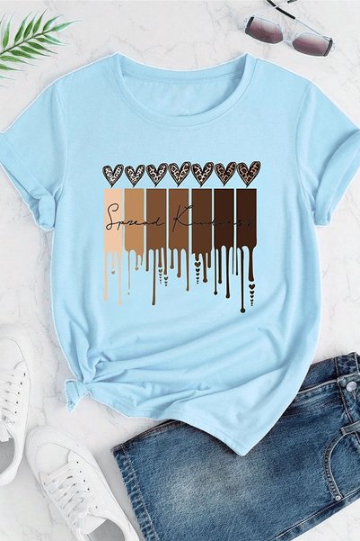 Unisex Leopard Heart Printed Oversize T-Shirt