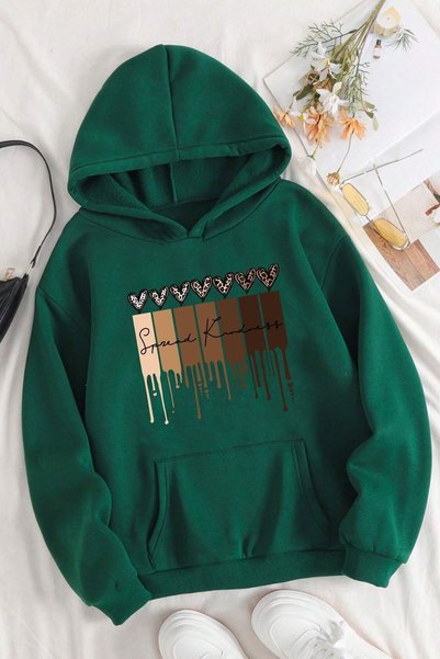 Leopard Heart Printed Oversize Sweatshirt