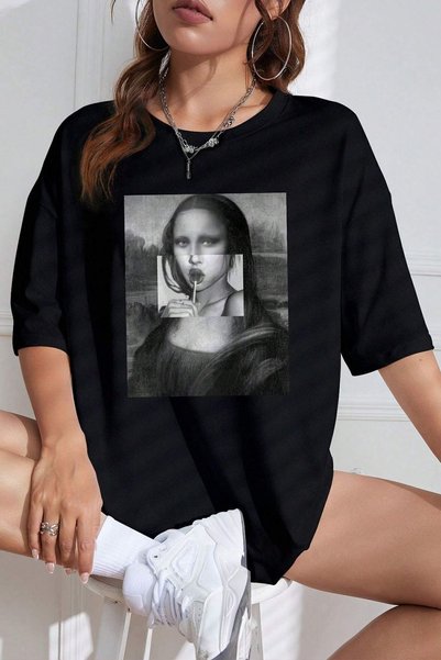 Unisex Mona Lisa Printed Design T-shirt
