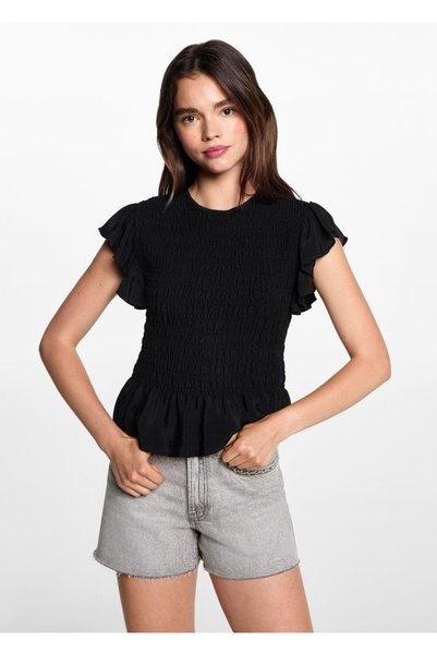 Blouse with Flounced Sleeves Lace