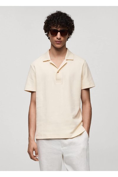 Regular Cut Textured Cotton Polo T-Shirt