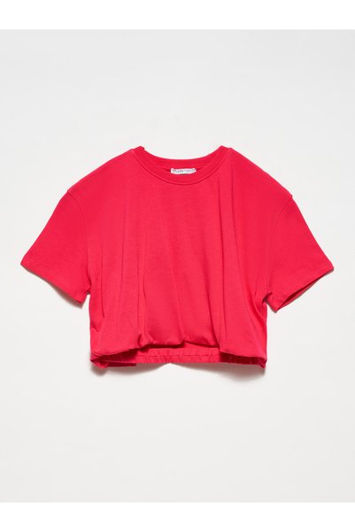30402 Rubber Detailed T-shirt-Fuchsia
