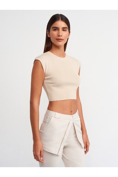 10525 Crew Neck Short Sleeve Knitwear Top-Stone