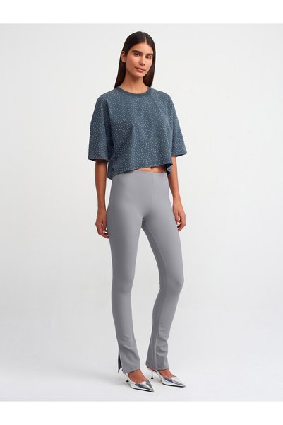 70385 Leggings with Slit Legs-Grey