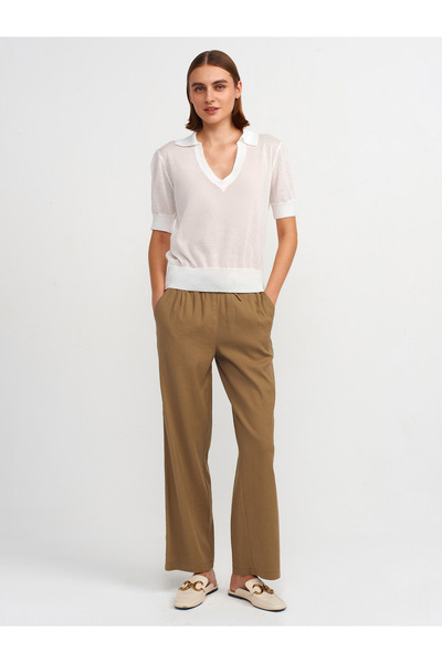 71535 Wide Leg Special Cut Trousers-Khaki