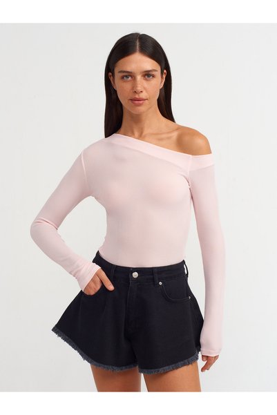 30475 Asymmetric Lapel Long Sleeve Ball-Light Pink