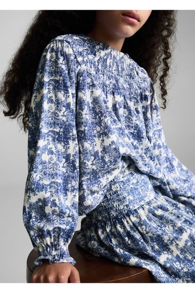 Gathered Patterned Blouse