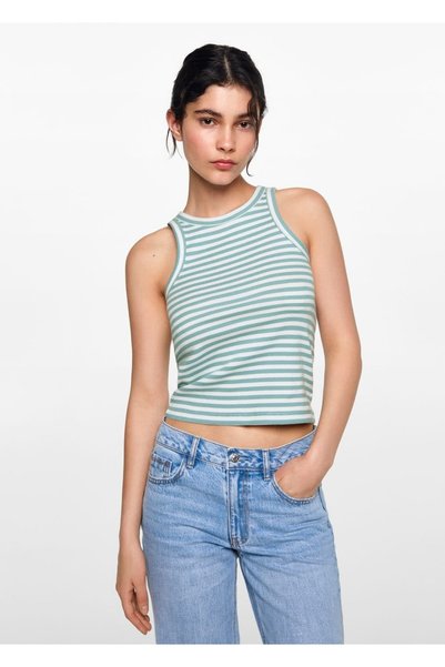 Rubber knit cotton blouse