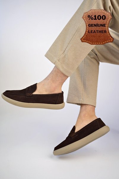 Denzel Guaranteed Daily Classic Genuine Leather Casual Comfortable Orthopedic Laceless Men's Shoes