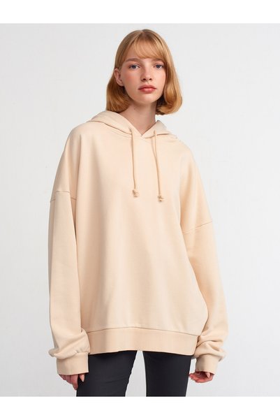 40142 Hooded Sweatshirt-Light Beige