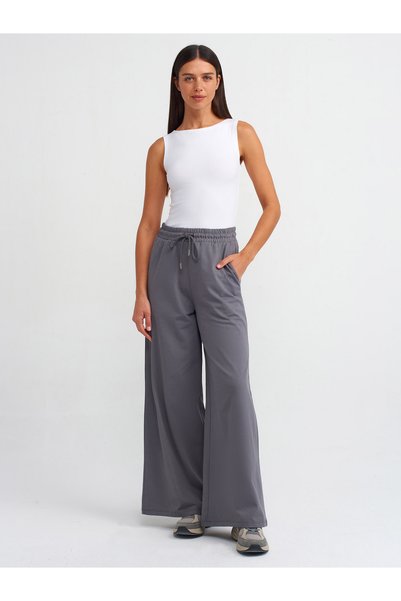 71049 Cotton Loose Leg Pantalon-Smoked
