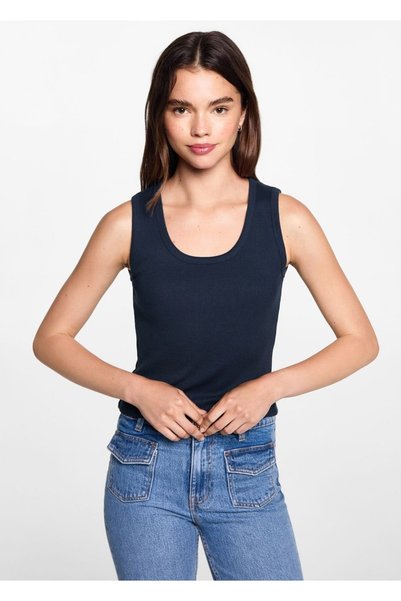 Rubber knit cotton blouse