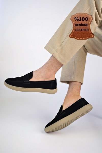 Denzel Guaranteed Daily Classic Genuine Leather Casual Comfortable Orthopedic Laceless Men's Shoes