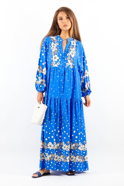 Women's Prive Dreamy 100% Viscose Blue Maxi Length Long Summer Dress