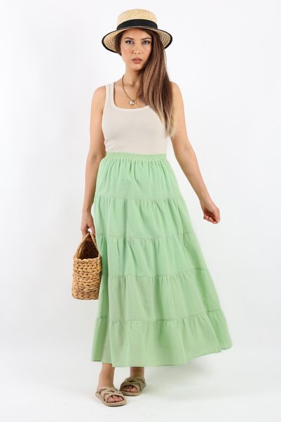 Women's Rita Cotton Green Long Skirt