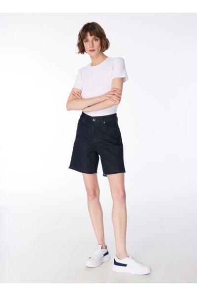 Normal Waist Basic Indigo Shorts F4Sl-Sht0753