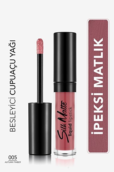 Течен мат кармин со кадифена текстура - Silk Matte Liquid Lipstick - 005 AUTUMN TIMBER - 8690604397341