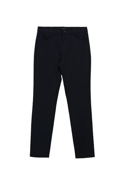 Navy Blue Men's Slim Leg Low Waist Slim Fit Chino Trousers F3Wm-Pnt F 1