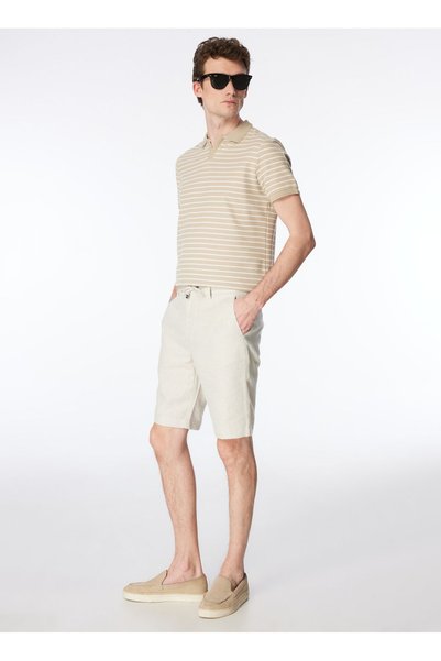 Beige Men's Basic Bermuda Shorts F4Sm-Sht 0440