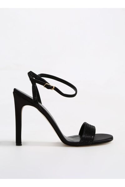 Satin Black Women's Heeled Shoes Kame