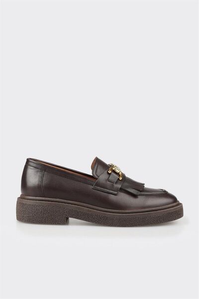 Brown Leather Women's Casual Shoes