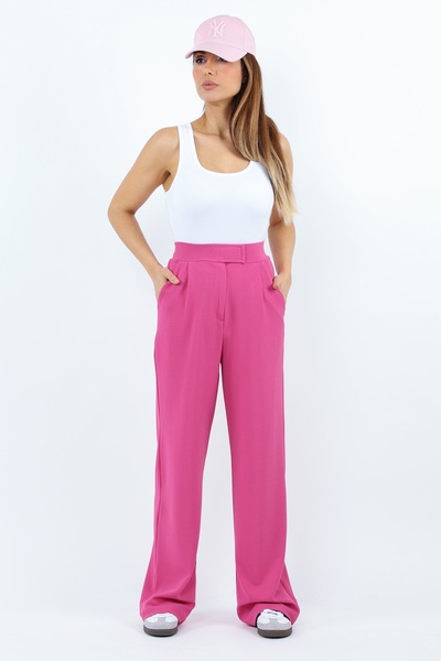 Line Women's Lycra Velcro Closure Fuchsia Palazzo Trousers