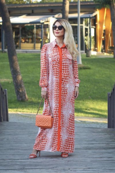 Women's Leopard Shirt Collar Long Dress