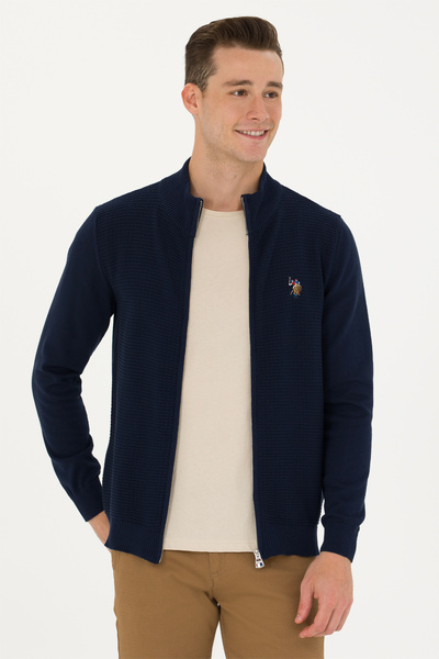 Men's Navy Blue Basic Knitwear Cardigan 50268938 -Vr033