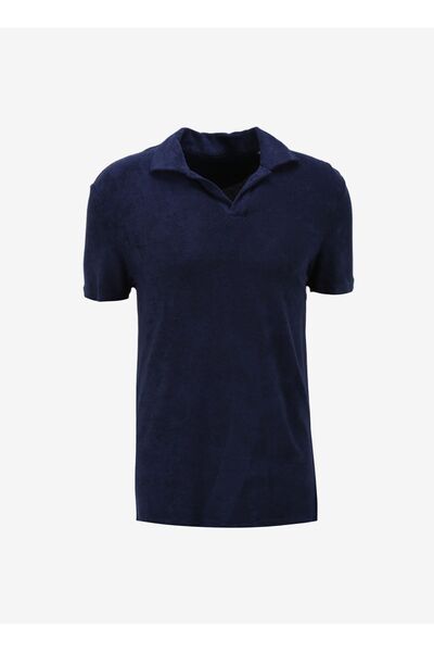 Navy Blue Men's Basic Polo T-Shirt F4Sm-Tst 0981