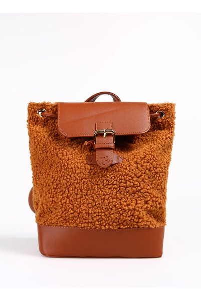 Tan Women's 25 X 12 X 12 cm Velcro Backpack Curly-Stafy