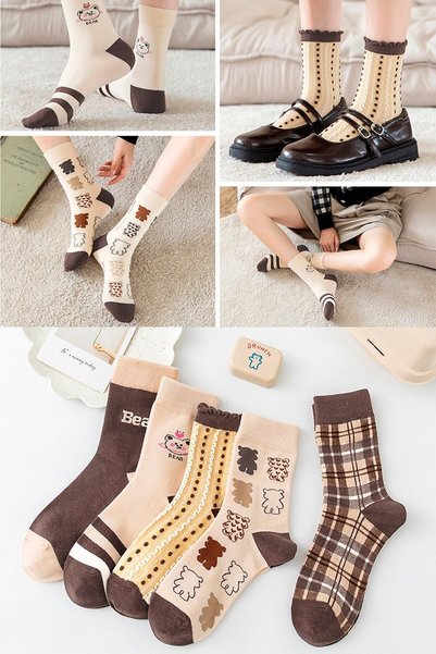 5 Pack Patterned Women's Socks