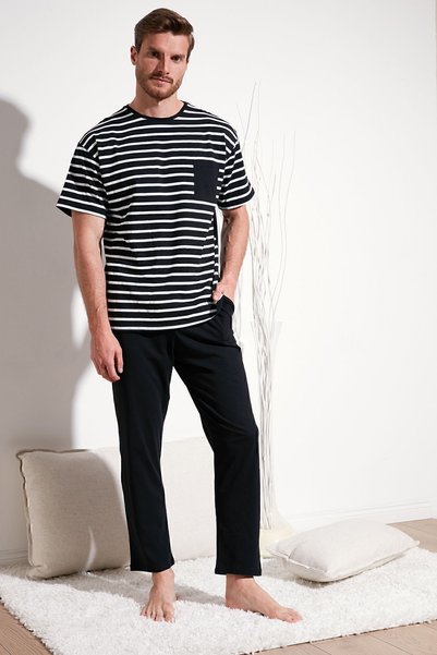 Cotton Regular Fit Short Sleeve Pajama Set Men's Pajama Set 6572010