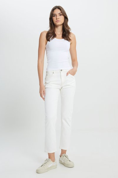 Slim Fit Slim Fit Regular Waist Skinny Leg 100% Cotton Rider Women's Ecru Jean Denim Jeans