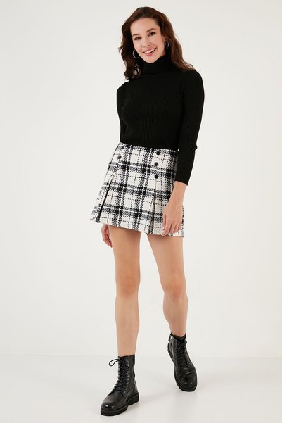 Regular Fit Winter Tweed Mini Shorts Skirt Shorts Skirt 611Et0020
