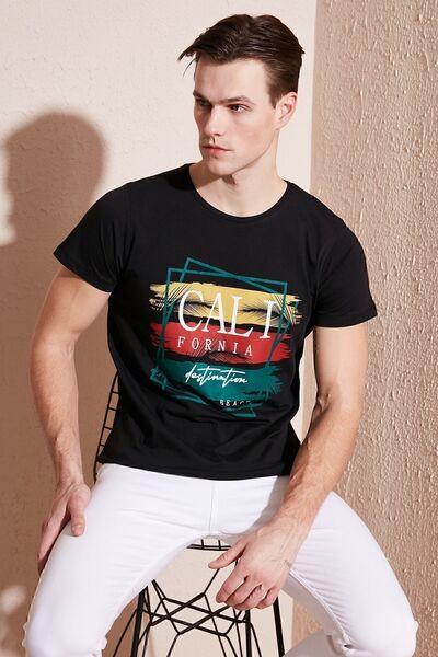 Cotton Slim Fit Crew Neck T Shirt Men's T SHIRT 541CALIFORNIA24