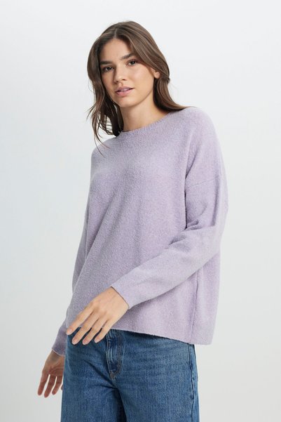 Regular Fit Regular Cut Crew Neck Women's Cozy Utility Lilac Knitwear Sweater