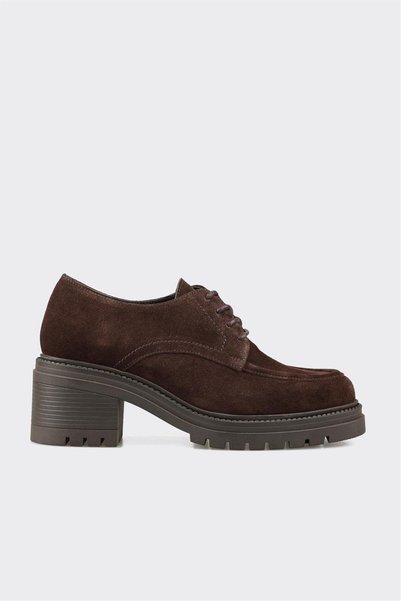 Coffee Leather Women's High Heels