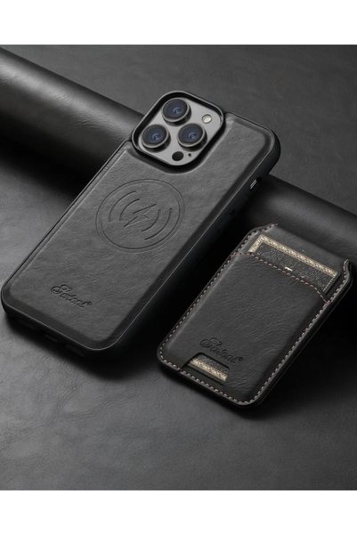 Leather Magsafe Case with Stand and Wallet with iPhone 13 Compatible Lens Gift