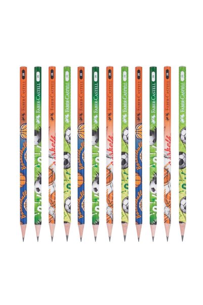 Faber-Castell 2B Lead Sport Patterned Pencil - 12 Pieces 16881