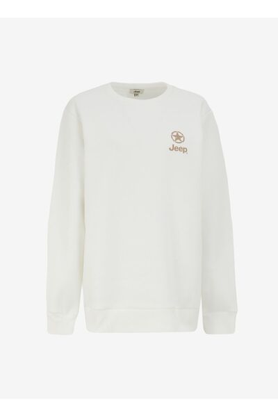 Crew Neck Printed Ecru Men's Sweatshirt J4Wm-Swt7220