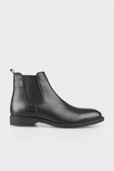 Black Leather Men's Casual Boots