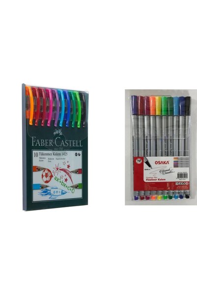 1425 Ballpoint Pen 10 Colors + Fineliner Pen 10 Colors
