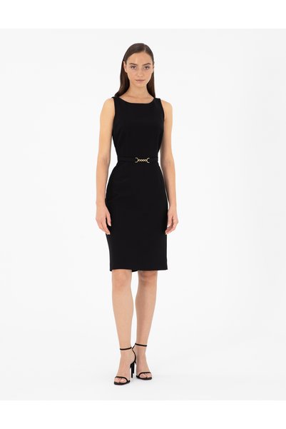 Black Slim Fit Woven Dress 50297162 -Vr046