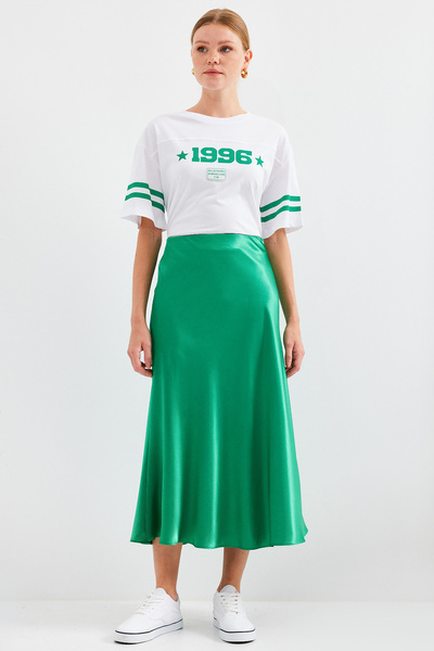 15806 Satin Skirt - Green