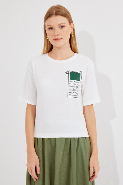 911 Printed basic knitted t-shirt - green