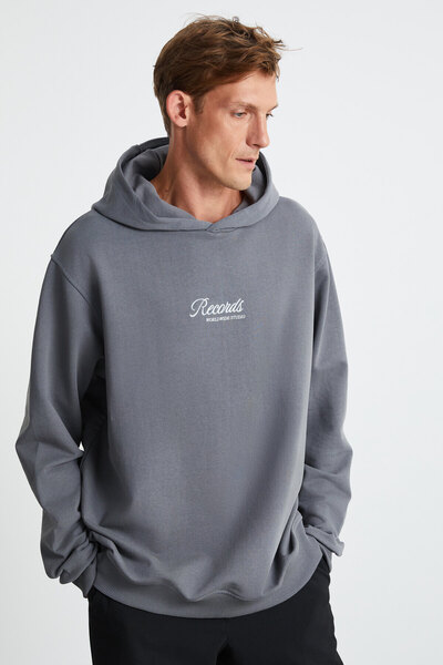 Ludwin Men's 3 Thread Hooded Anthracite Sweatshirt