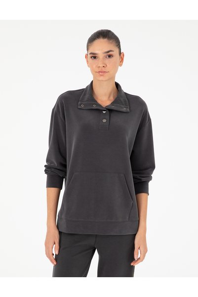 Anthracite Oversize Modal Fabric Sweatshirt 50290903-Vr006