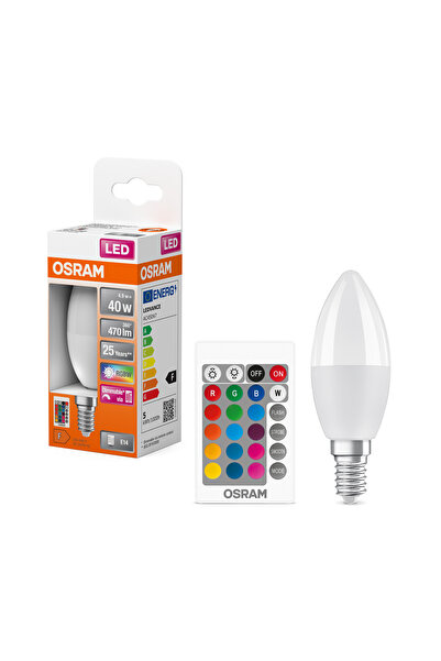 Led 4.9w Rgbw 470lm E14 грло, сијалица со далечински управувач со 15 различни бои и жолта светлина