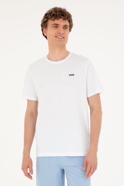 Men's Regular Fit Crew Neck White T-Shirt 50294290-Vr013