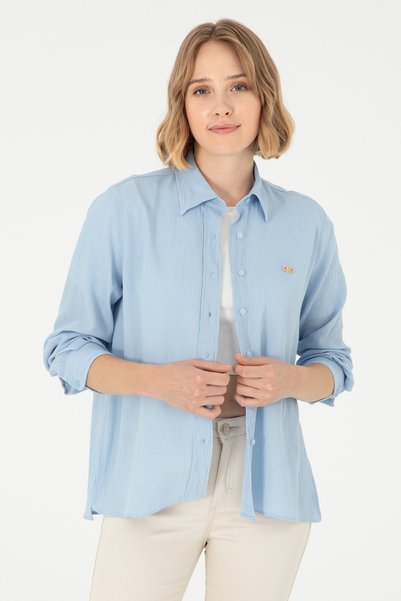 Women's Light Blue Long Sleeve Shirt 50297121 -Vr003